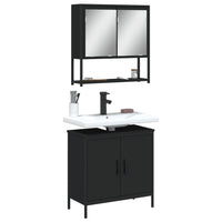 Set Mobili da Bagno 2 pz Nero in Legno Multistrato 3214660