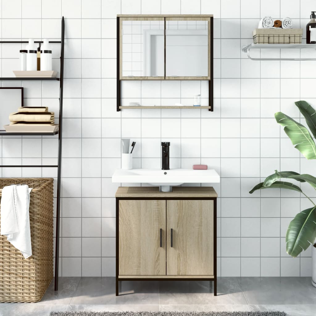 Set Mobili da Bagno 2 pz Rovere Sonoma in Legno Multistrato 3214661