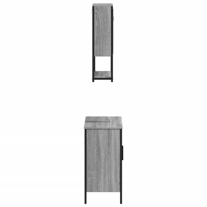 Set Mobili da Bagno 2 pz Grigio Sonoma in Legno Multistrato 3214663