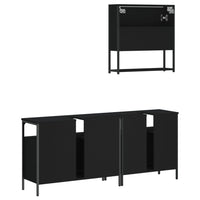 Set Mobili da Bagno 3 pz Nero in Legno Multistrato