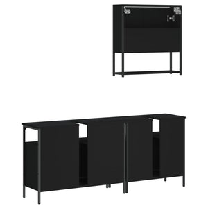 Set Mobili da Bagno 3 pz Nero in Legno Multistrato