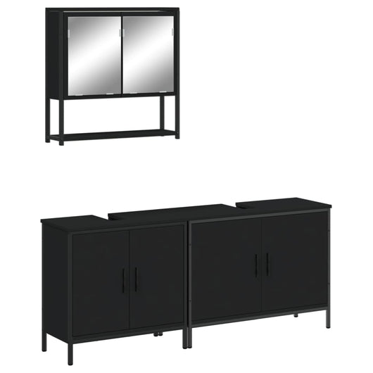 Set Mobili da Bagno 3 pz Nero in Legno Multistrato 3214670