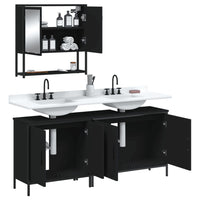 Set Mobili da Bagno 3 pz Nero in Legno Multistrato