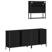 Set Mobili da Bagno 3 pz Nero in Legno Multistrato