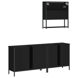 Set Mobili da Bagno 3 pz Nero in Legno Multistrato