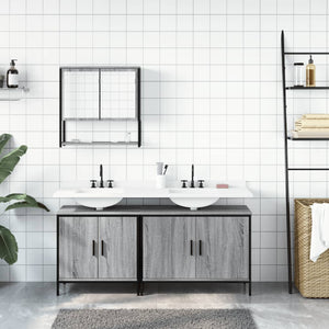 vidaXL Set Mobili da Bagno 3 pz Grigio Sonoma in Legno Multistrato