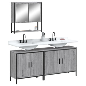 vidaXL Set Mobili da Bagno 3 pz Grigio Sonoma in Legno Multistrato