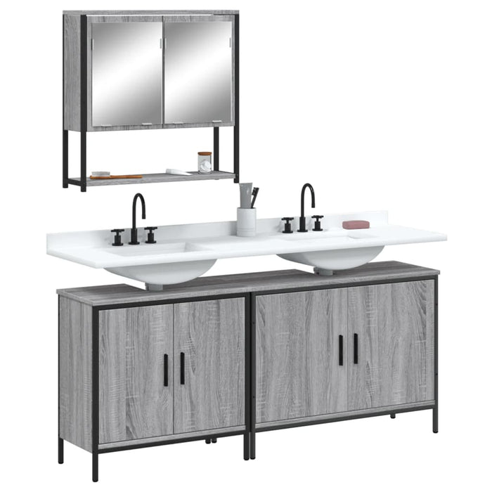 vidaXL Set Mobili da Bagno 3 pz Grigio Sonoma in Legno Multistrato