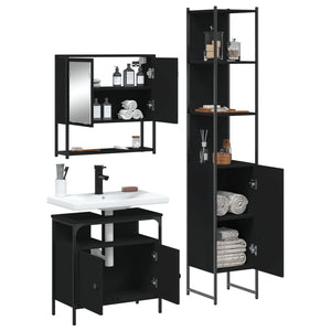 Set Mobili da Bagno 3 pz Nero in Legno Multistrato 3214675