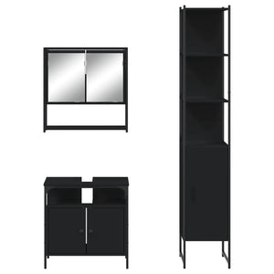 Set Mobili da Bagno 3 pz Nero in Legno Multistrato 3214675