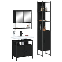 Set Mobili da Bagno 3 pz Nero in Legno Multistrato 3214675