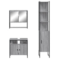 Set Mobili da Bagno 3 pz Grigio Sonoma in Legno Multistrato 3214678