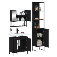 Set Mobili da Bagno 3 pz Nero in Legno Multistrato 3214680