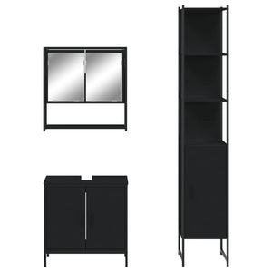 Set Mobili da Bagno 3 pz Nero in Legno Multistrato 3214680