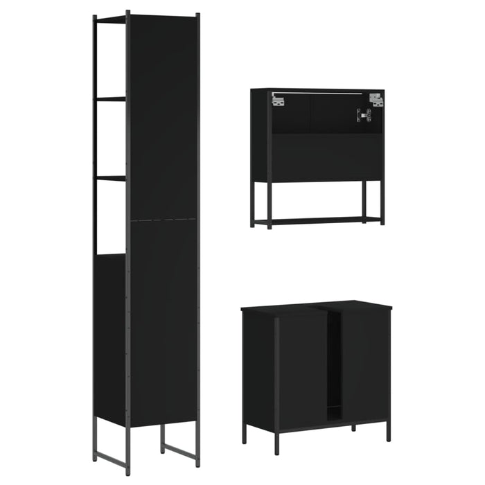 Set Mobili da Bagno 3 pz Nero in Legno Multistrato 3214680
