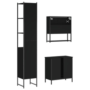Set Mobili da Bagno 3 pz Nero in Legno Multistrato 3214680