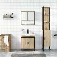 Set Mobili da Bagno 3 pz Rovere Sonoma in Legno Multistrato 3214681