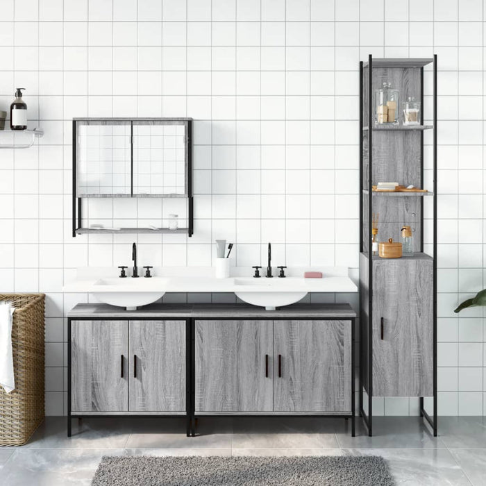 vidaXL Set Mobili da Bagno 4 pz Grigio Sonoma in Legno Multistrato