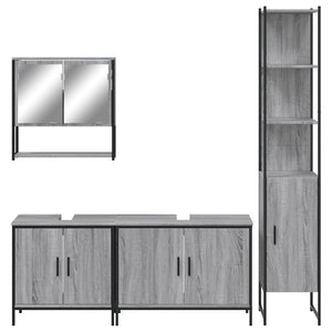 vidaXL Set Mobili da Bagno 4 pz Grigio Sonoma in Legno Multistrato