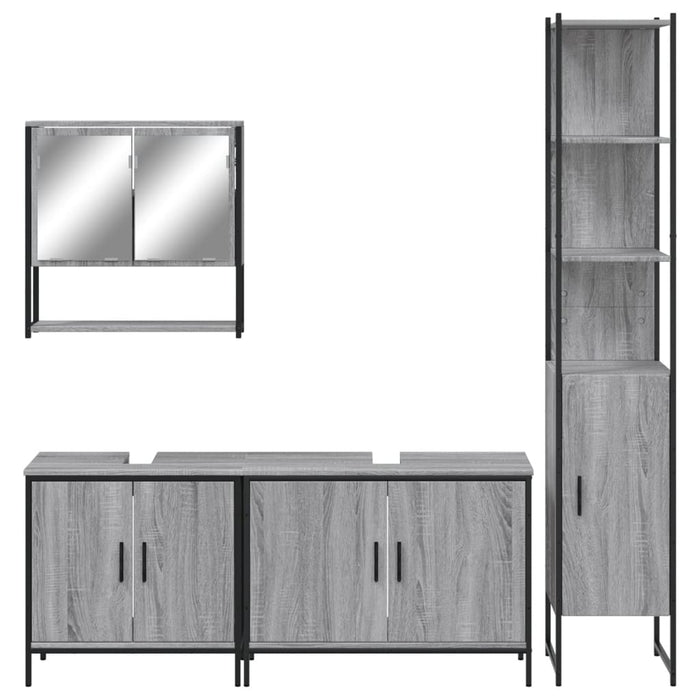 vidaXL Set Mobili da Bagno 4 pz Grigio Sonoma in Legno Multistrato