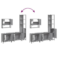 vidaXL Set Mobili da Bagno 4 pz Grigio Sonoma in Legno Multistrato