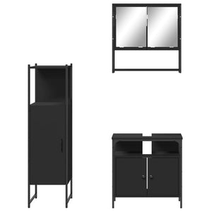 Set Mobili da Bagno 3 pz Nero in Legno Multistrato 3214695