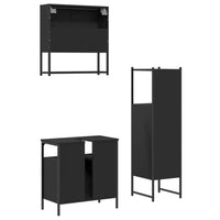 Set Mobili da Bagno 3 pz Nero in Legno Multistrato 3214695