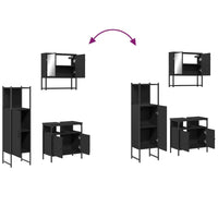 Set Mobili da Bagno 3 pz Nero in Legno Multistrato 3214695