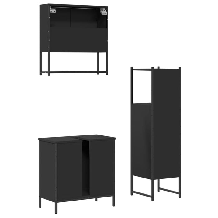 Set Mobili da Bagno 3 pz Nero in Legno Multistrato 3214700