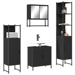 Set Mobili da Bagno 4 pz Nero in Legno Multistrato 3214710
