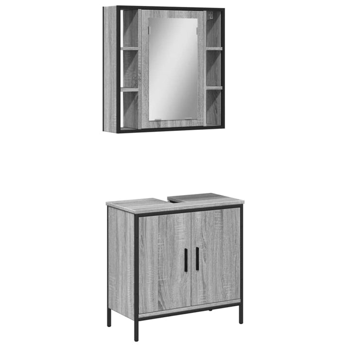 vidaXL Set Mobili da Bagno 2 pz Grigio Sonoma in Legno Multistrato