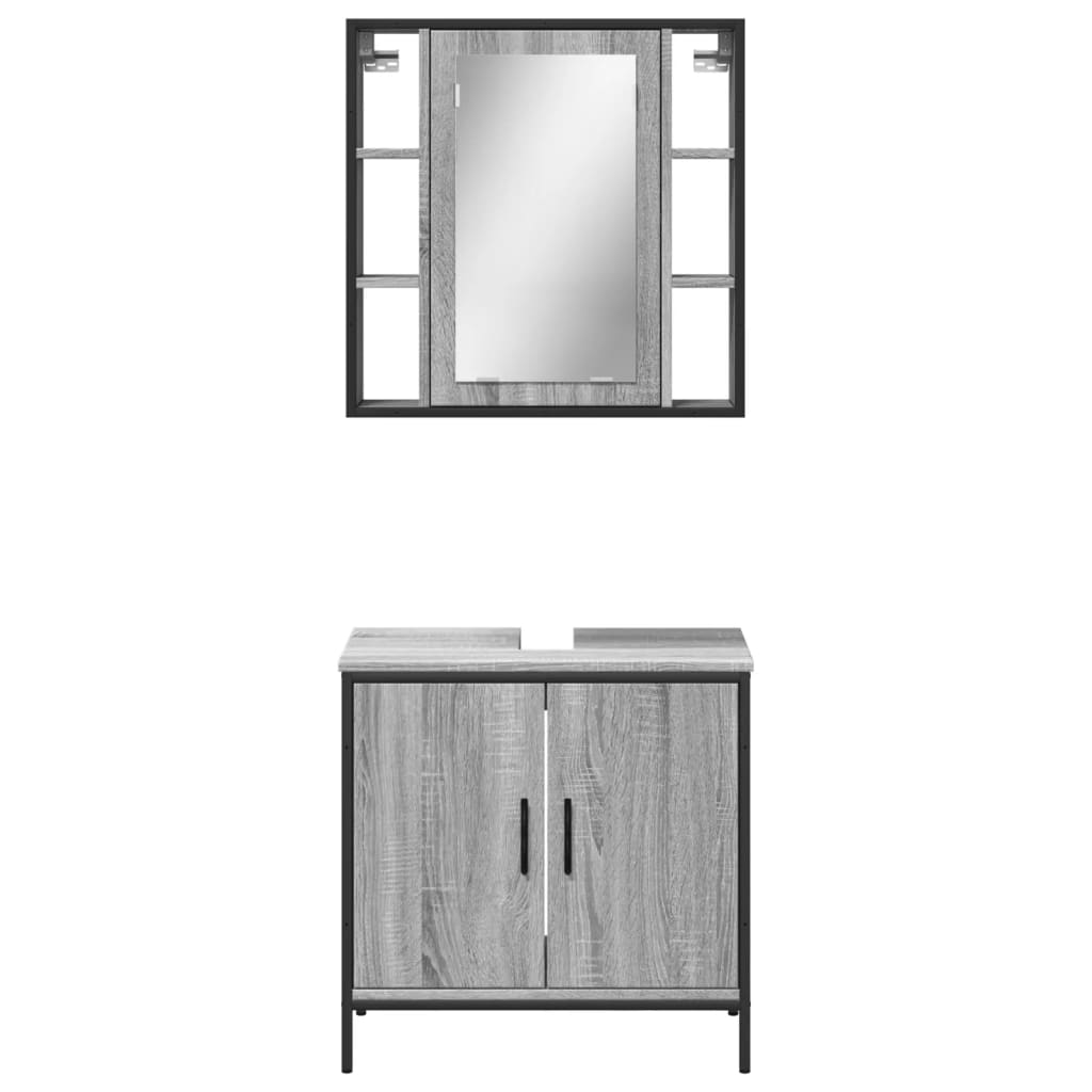 vidaXL Set Mobili da Bagno 2 pz Grigio Sonoma in Legno Multistrato