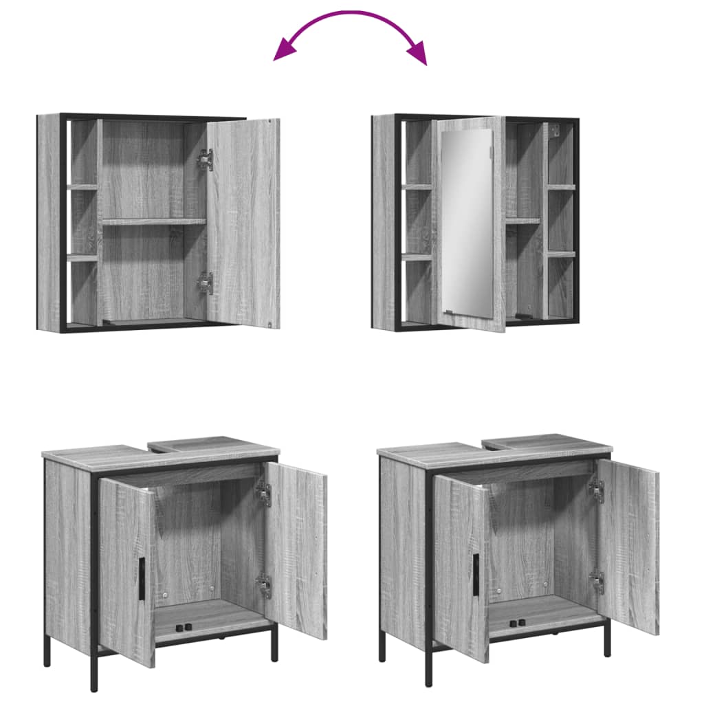 vidaXL Set Mobili da Bagno 2 pz Grigio Sonoma in Legno Multistrato