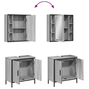 vidaXL Set Mobili da Bagno 2 pz Grigio Sonoma in Legno Multistrato