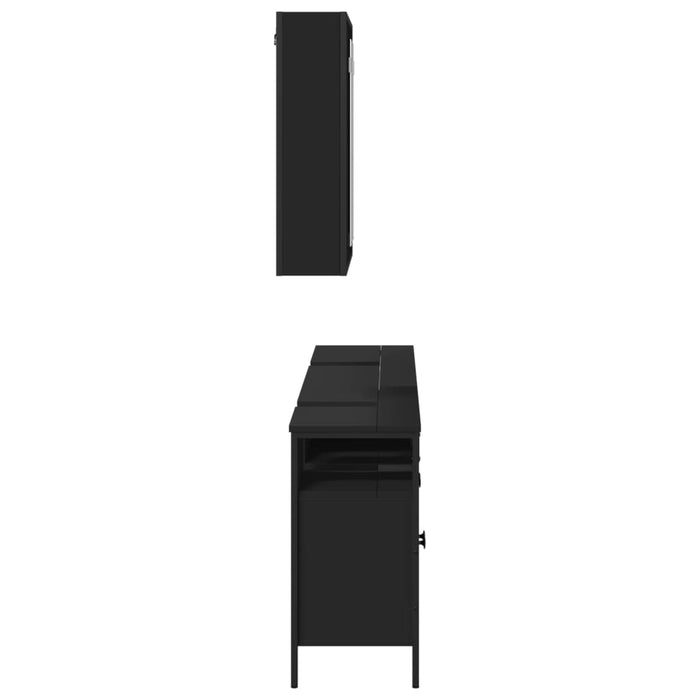 Set di Mobili da Bagno 3 pz Nero in Legno Multistrato 3214725