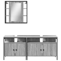 Set Mobili da Bagno 3 pz Grigio Sonoma in Legno Multistrato 3214728
