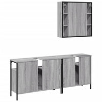 Set Mobili da Bagno 3 pz Grigio Sonoma in Legno Multistrato 3214728