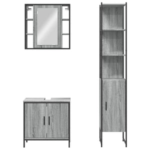 vidaXL Set Mobili da Bagno 3 pz Grigio Sonoma in Legno Multistrato