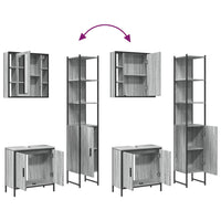 vidaXL Set Mobili da Bagno 3 pz Grigio Sonoma in Legno Multistrato