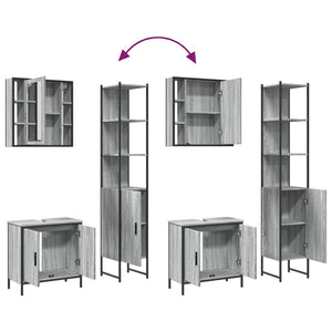 vidaXL Set Mobili da Bagno 3 pz Grigio Sonoma in Legno Multistrato