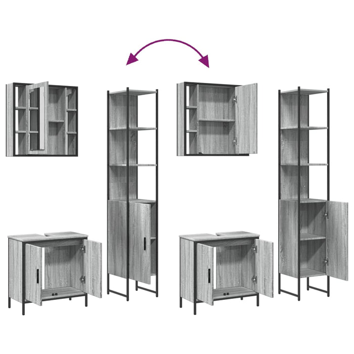 vidaXL Set Mobili da Bagno 3 pz Grigio Sonoma in Legno Multistrato