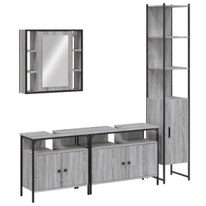 Set Mobili da Bagno 4 pz Grigio Sonoma in Legno Multistrato 3214748