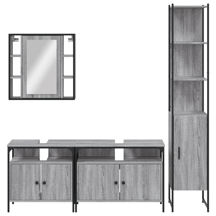Set Mobili da Bagno 4 pz Grigio Sonoma in Legno Multistrato 3214748