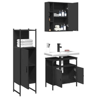 Set di Mobili da Bagno 3 pz Nero in Legno Multistrato 3214755