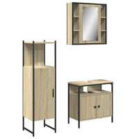 Set di Mobili da Bagno 3 pz Rovere Sonoma in Legno Multistrato 3214756