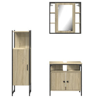 Set di Mobili da Bagno 3 pz Rovere Sonoma in Legno Multistrato 3214756