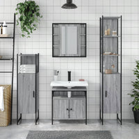 Set Mobili da Bagno 4 pz Grigio Sonoma in Legno Multistrato 3214768