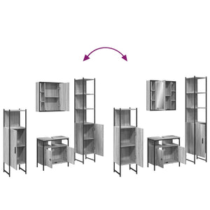 Set Mobili da Bagno 4 pz Grigio Sonoma in Legno Multistrato 3214768