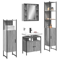 Set Mobili da Bagno 4 pz Grigio Sonoma in Legno Multistrato 3214768