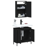 Set Mobili da Bagno 2 pz Nero in Legno Multistrato 3214780